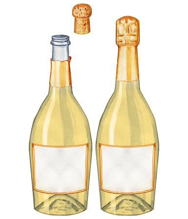 A Bottle Of Champagne Or Prosecco Closed And Open With A Cork ...