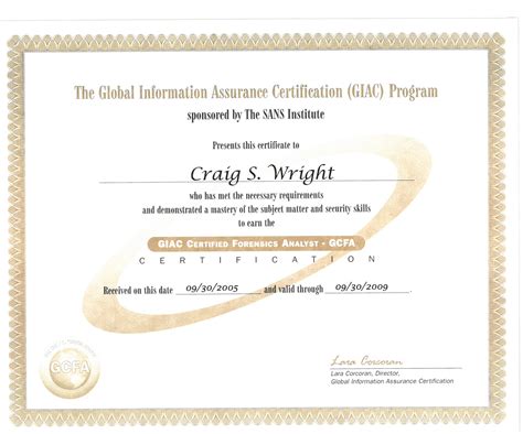 Giac Certified Forensic Analyst Craig Wright