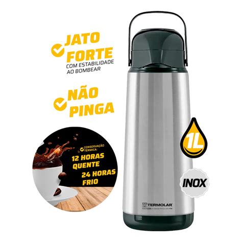 Garrafa Térmica Lumina Inox 1 Litro Quente Frio Termolar Shopee Brasil