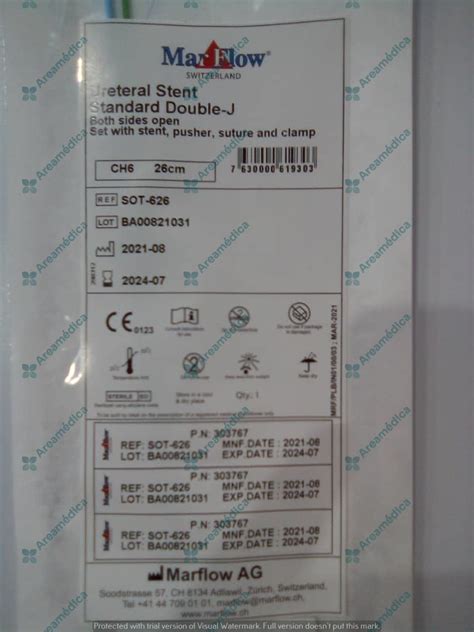 Cateter Ureteral Estandar Doble J Fr X Cm Corta Duracion Dias