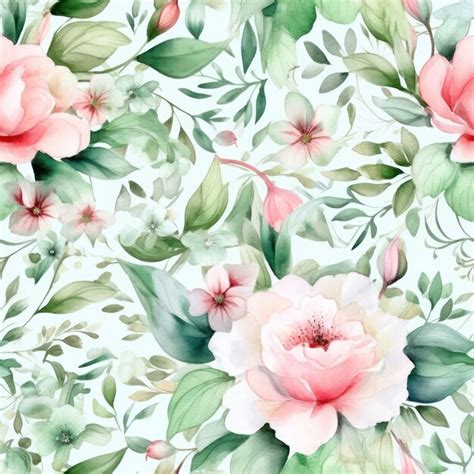 Premium Ai Image Pink Flowers Seamless Pattern