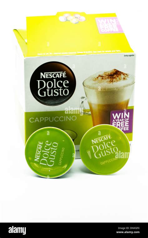 Box Of Nescafe Dolce Gusto Coffee Pods Cappuccino Cut Out White Stock