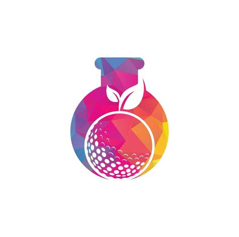 Plantilla De Logotipo De Concepto De Forma De Laboratorio De Hojas De Golf Pelota De Golf Y