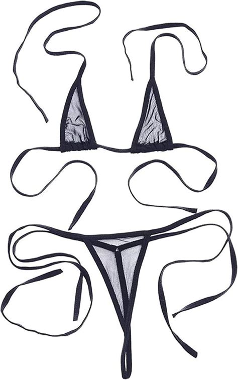 WomenS Sheer Extreme Swimsuit Bikini Halterneck Top And Tie Sides Micro Bikini EBay