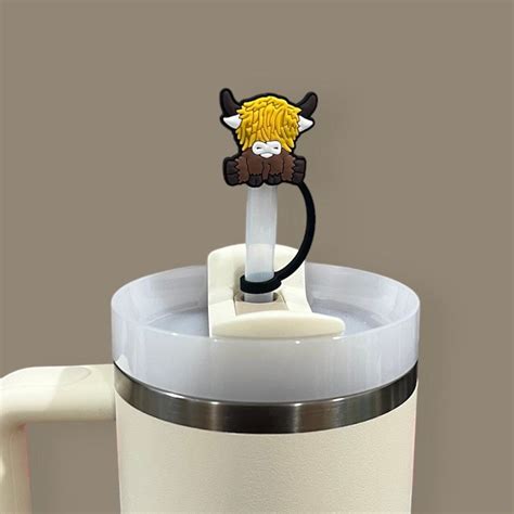 Highland Cow Straw Toppers Farmhouse Stylish Cup Accessories Fits 10mm