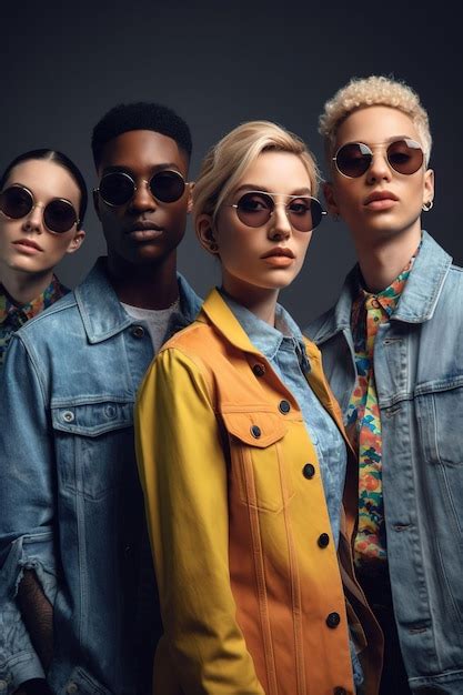 Premium Photo | Group of diverse fashion models wearing denim jackets ...