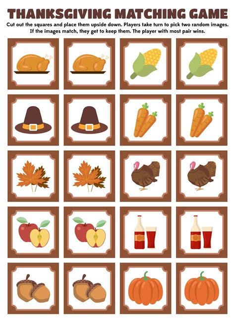 Thanksgiving Memory Game 14 Free Pdf Printables Printablee