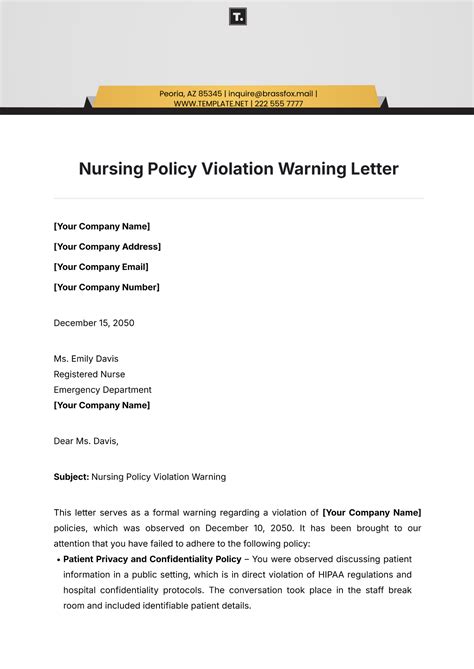 Free Simple Parking Violation Warning Letter Template to Edit Online