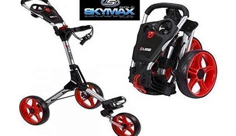 Skymax Sky Max Cube 3 Wheel Silverred Golf Trolley Pullpush New Travel Cover Amptee Pack