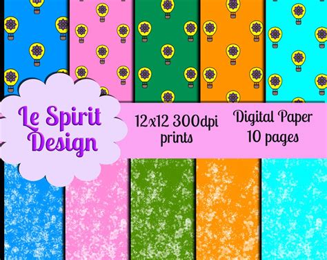 Hot Air Balloons Digital Paper Set 5 Etsy