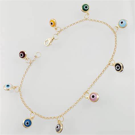 Brazalete Cms C Ojos Turcos Multicolores Mm Oro Amarillo