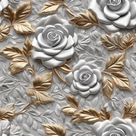 Premium AI Image There Are Many White Roses With Gold Leaves On A