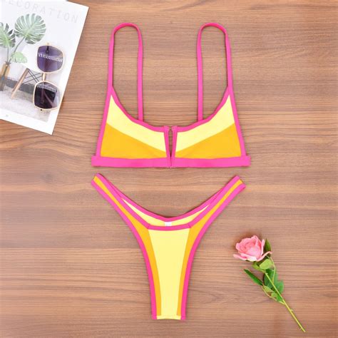Dihao Bikini For Women Clearance Halter String Bikini Set Sexy Thong Cheeky Two Piece Swimsuits