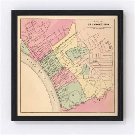 Vintage Map Of Springfield Massachusetts 1871 By Teds Vintage Art