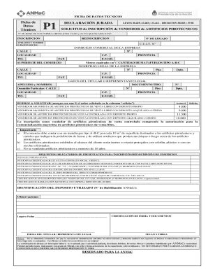 Fillable Online REGISTRO NACIONAL DE ARMAS Jus Gob Ar Fax Email Print