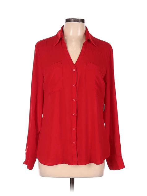 Express Outlet Women Red Long Sleeve Blouse L Ebay