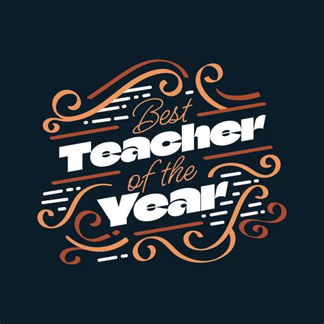 Best Teacher Of The Year Lettering with Doodle Element. Happy Teachers