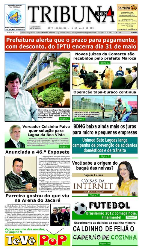 Calam O Jornal Tribuna De Sete Lagoas Edi O