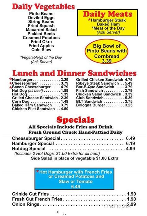 Menu Of Westside Diner In Danville Va