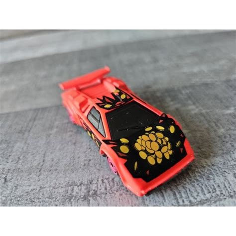 Hot Wheels Toys Vtg Hot Wheels Revealers Lamborghini Countach Tampos Neon Red Car Poshmark