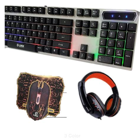 Kit Combo Gamer Teclado Mouse Mousepad Diadema Linx Cbg X