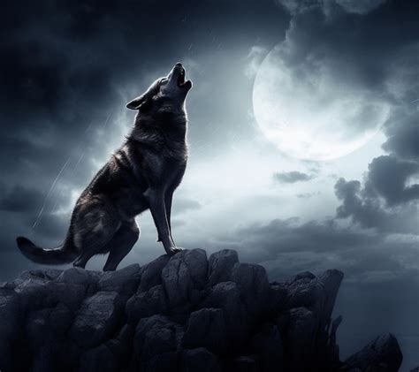 Premium AI Image | A wolf howling at the moon with a dark background.