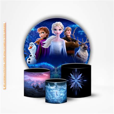 Kit Painel Redondo Trio De Cilindro Frozen Elo