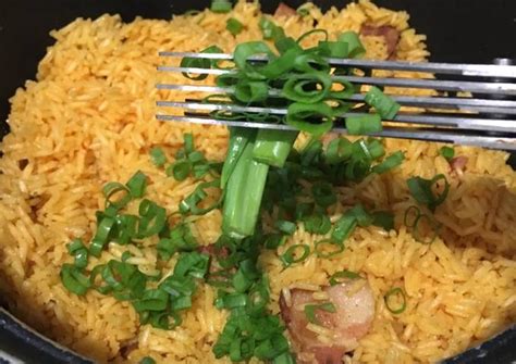 Arroz de Tocineta y Cebollín en Olla Rápida Receta de Alheniel LAB