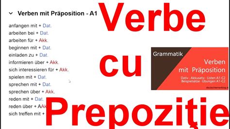 Verbe Cu Prepozitie La Germana Pentru A1 A2 Examen Goethe Telc Cu