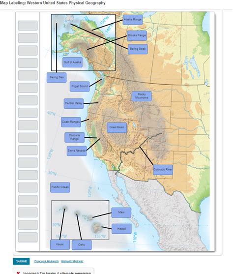 Map Labeling: Western United States Physical | Chegg.com