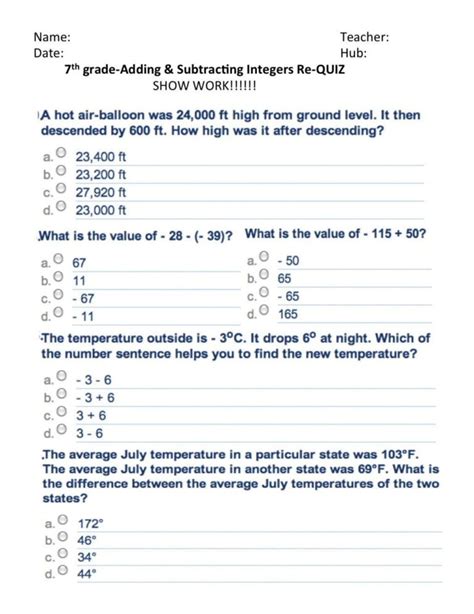 Adding And Subtracting Integers Word Problems Worksheet Db Excel