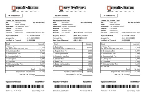 st installment payment slip llb  payments money