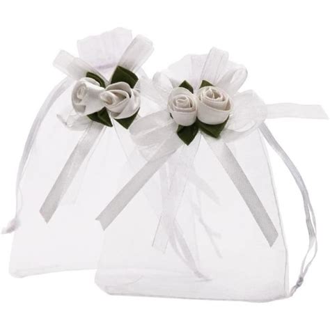 Lot De Sacs En Organza Transparent Avec Cordon De Serrage X