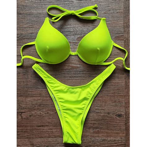 VIKINII Sexy Underwire Biqu Nis Para Mulheres Push Up Bikini High Cut