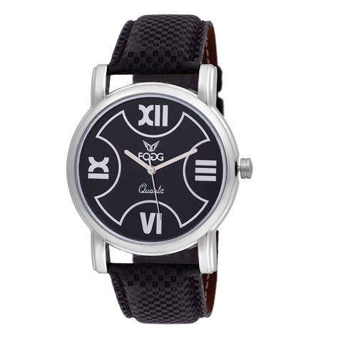 Buy Fogg Round Dial Black Leather Strap Quartz Watch For Men Online