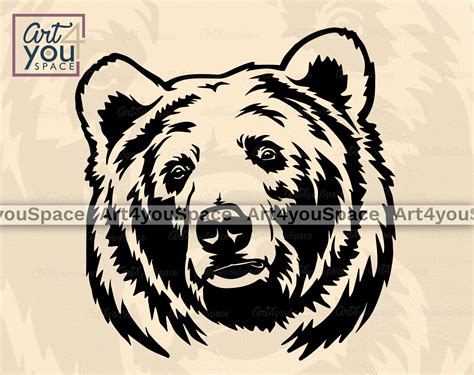 Grizzly Bear Svg Files Cricut Bear Head Usa Glasses Clipart Etsy