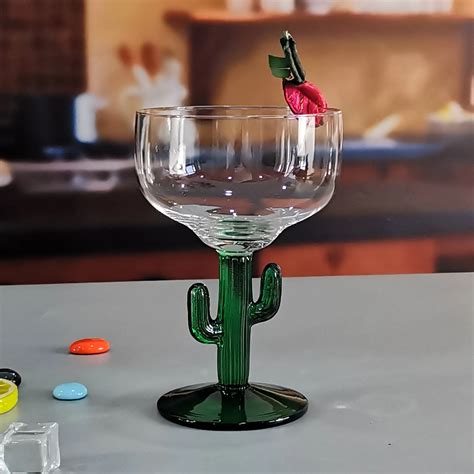 Cactus Cocktail Glass Margarita Glass Tall Drink Glass Mexican Special 