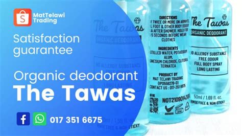 Ubat Ketiak Organic Deodorant Natural The Tawas Ml Spray Hilang Bau