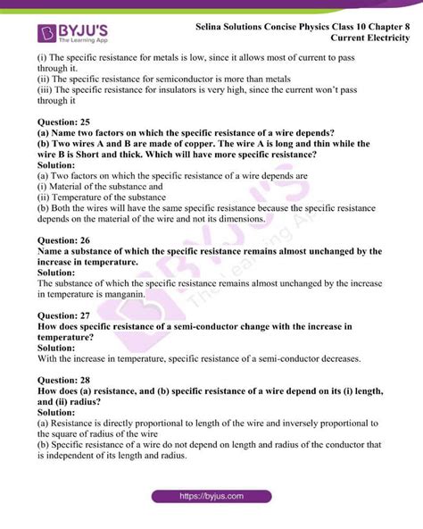 Selina Solutions Concise Physics Class Chapter Current Electricity