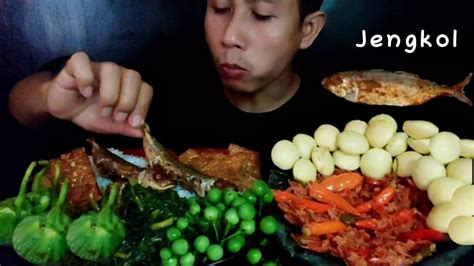 Jengkol Muda Ikan Asin Sambal Terasi Tumis Kangkung Mukbang