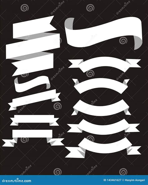 White Banner Ribbon Vector Set On Isolated Background Stock Image ...