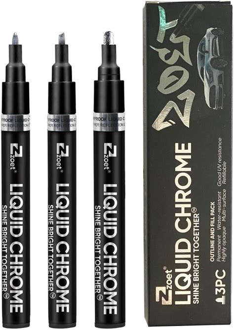 ZOET 3PK Silver Mirror Chrome Paint Marker For Any Surface Permanent