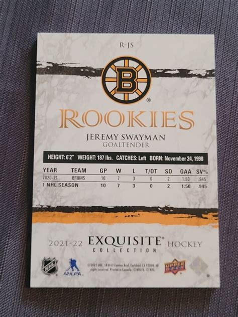 Ud Exquisite Collection Jeremy Swayman Exquisite Rookies