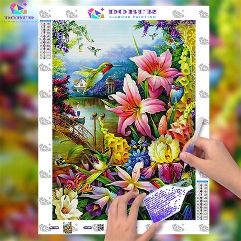 Dobur Conjunto De Pintura Com Diamante Paisagem Natural 5d Diy Roundsquare Full Drill Canvas