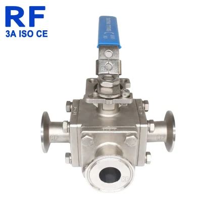 Rf Stainless Steel Tri Clamp Three Way Full Bore Manual Sanitary Ball