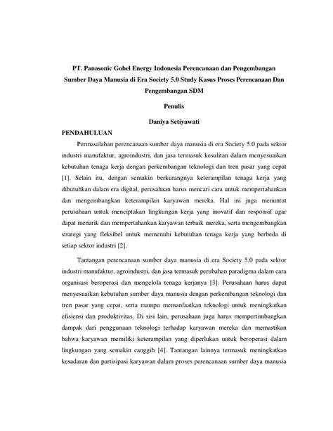 Pdf Pt Panasonic Gobel Energy Indonesia Perencanaan Dan Pengembangan