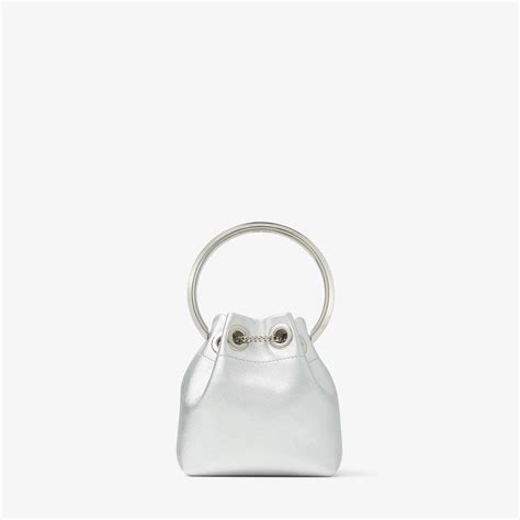 Silver Metallic Nappa Mini Bag Micro Bon Bon Summer 2022 Collection