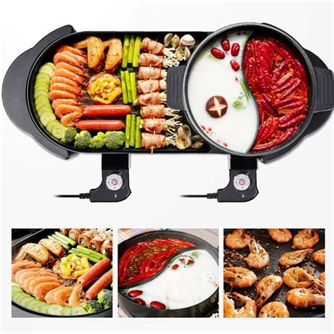 Portable Electric 2 In 1 Hot Pot Barbecue Grill Non Stick Teppanyaki Pan SoupDefault Title
