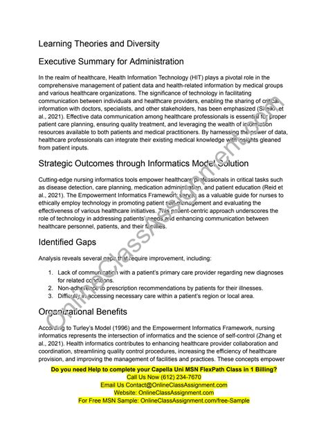 SOLUTION Nurs Fpx 6410 Assessment 2 Executive Summary To