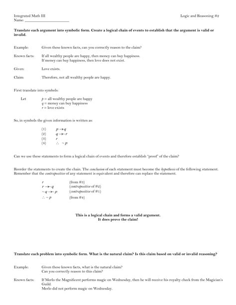 Translate Each Argument Into Symbolic Form